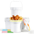 4 Pack 1 Gallon Plastic Buckets with Screw Lids & Handle, Food Grade Storage Containers for Kitchen, Freezer - Reusable White Plastic Bucket Set