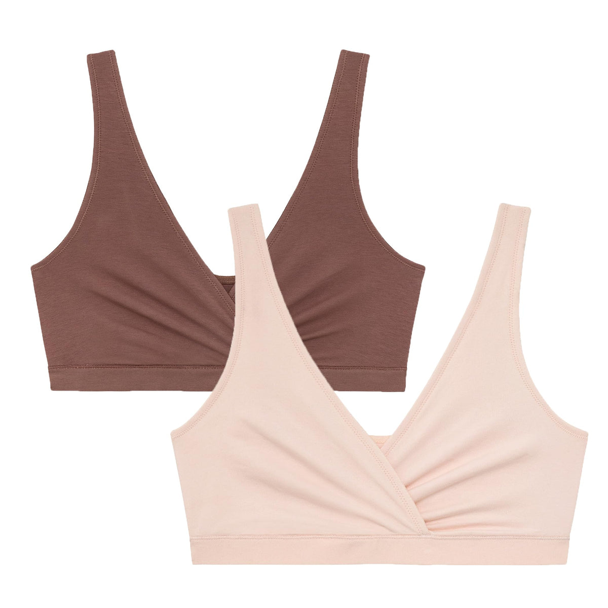 Motherhood Women's’s 2-pack Wrap Front Porcelain Pink/nutmeg, L Nursing Bra