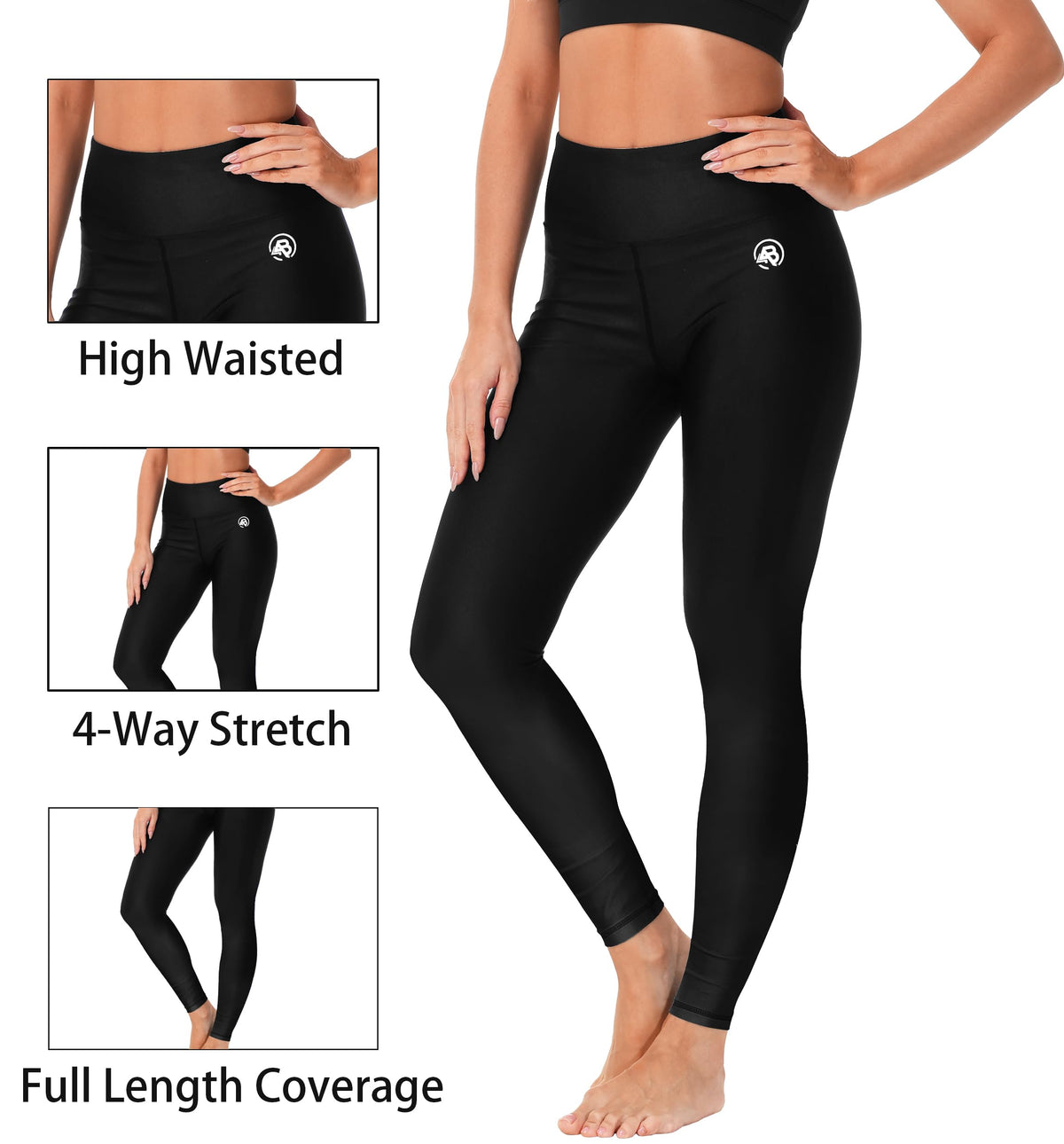 Beach Swim Leggings For Women UPF 50+ Rash Guard Pants Elastic Waist