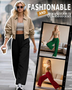 Huukeay 3 Pack Women's Lounge Pants Cozy Sweatpants Large Black Green