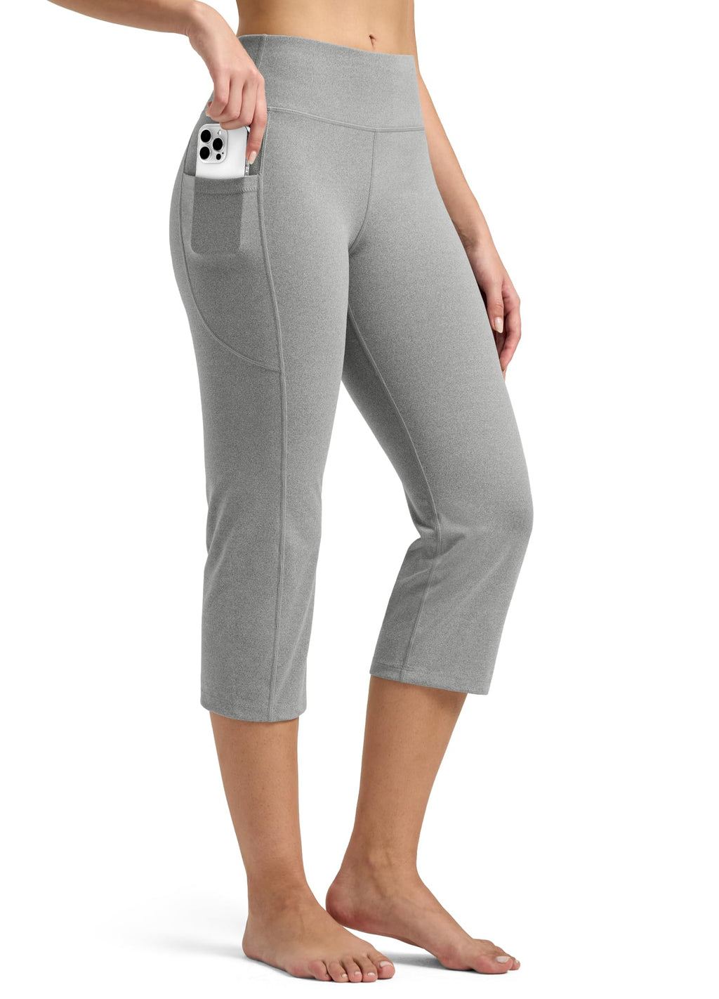 Willit Women's Yoga Capris Pants High-Waist Leggings - Charcoal Light