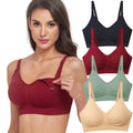 Women's Gxxge 4pack for Breastfeeding Comfort Seamless Pregnancy Sleep Bralette Black Beige Deepred Fair Green Medium Nursing Bra