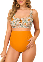 Women's Zando Maternity Swimsuit High-Waist Bikini - Orange Floral