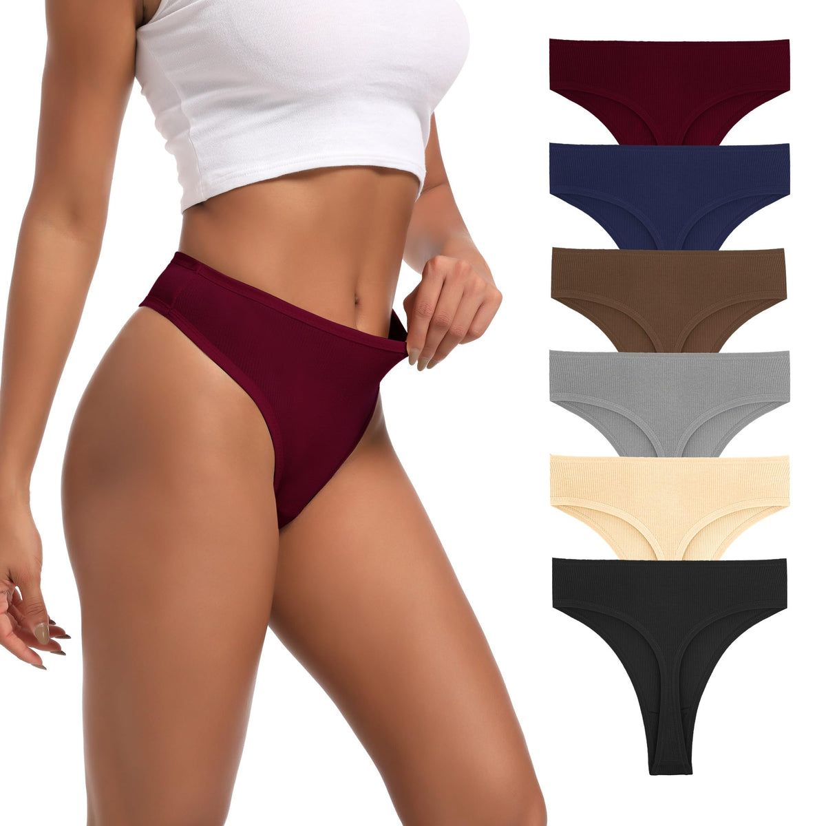 Xlndsoea Thongs For Women High Waist, 6 Pack Size X-Large