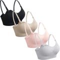 Gxxge 4pack Women's Jacquard Seamless and Plus Size Sleeping Bralette for Breastfeeding Underwear Black Beige Rosered Blue X-large Nursing Bra