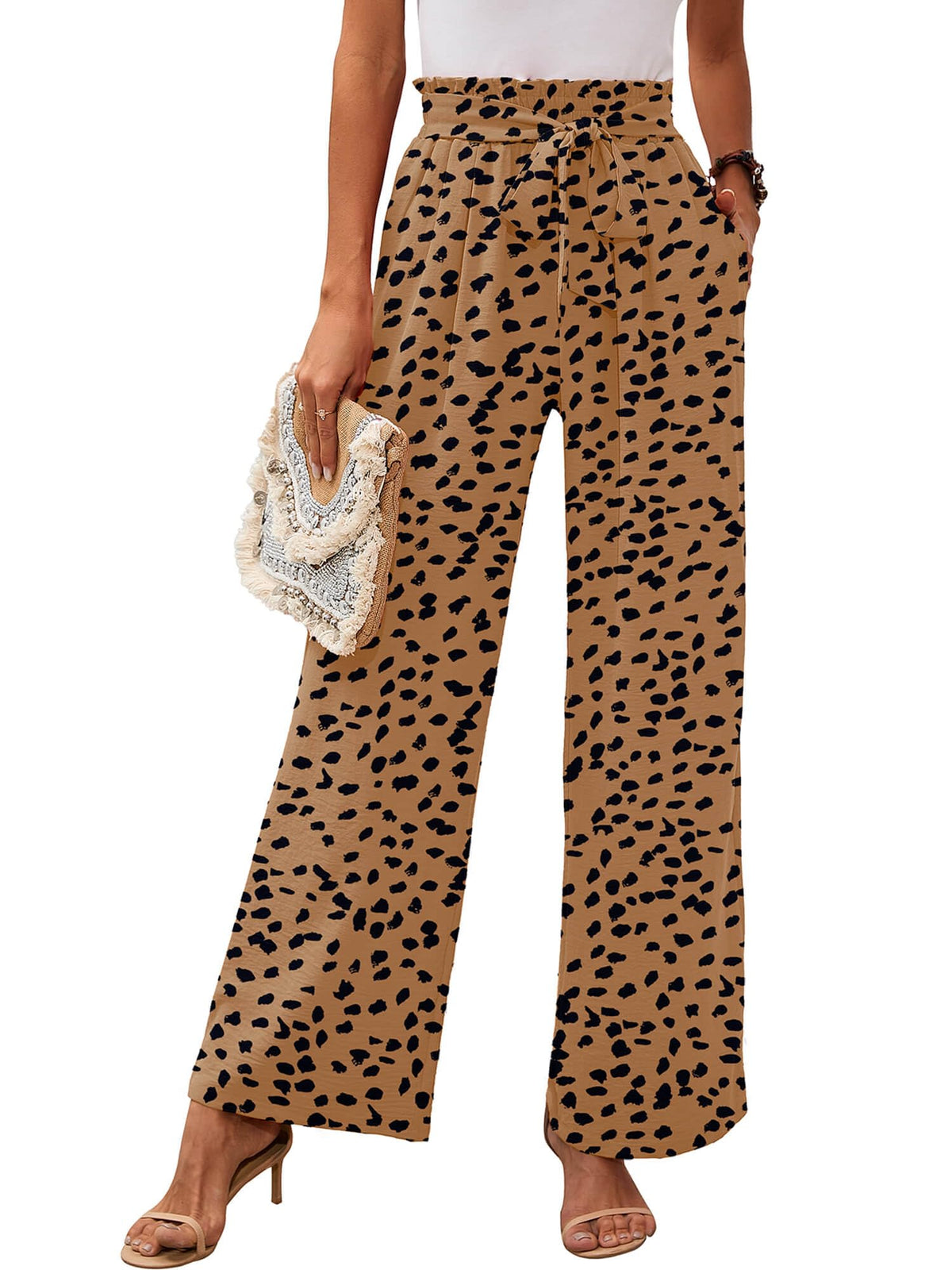 Heymoments Women's Wide-Leg Lounge Pants With Pockets Almond - Size Medium