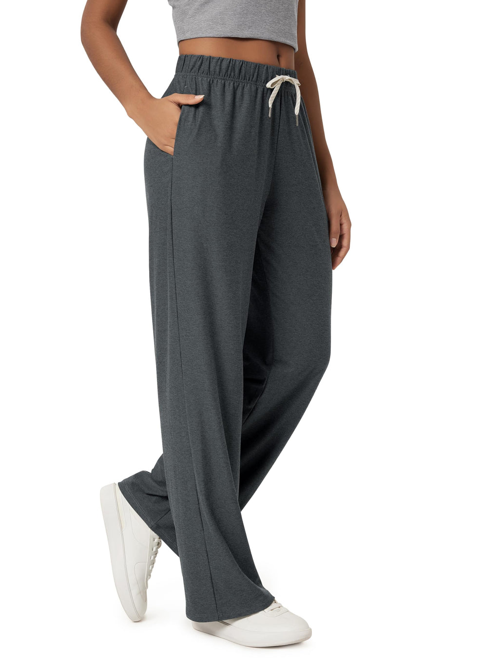 Ododos Women's Straight-Leg Pants Ultra Soft - Charcoal Heather