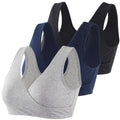 Topwhere Women's's Cotton Wireless Sleep for Nursing and Maternity (black+grey+navy Blue, M) Bra