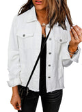 Evaless Womens Ripped Distressed Denim Jean Jacket 2026 Fall Spring Plus Size Stretch Classic Long Sleeve Button Down Washed Trucker For