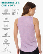 100% Merino Wool Tank Top Women - Active Sleeveless Undershirt Base Layer (Medium, H: Lilac)