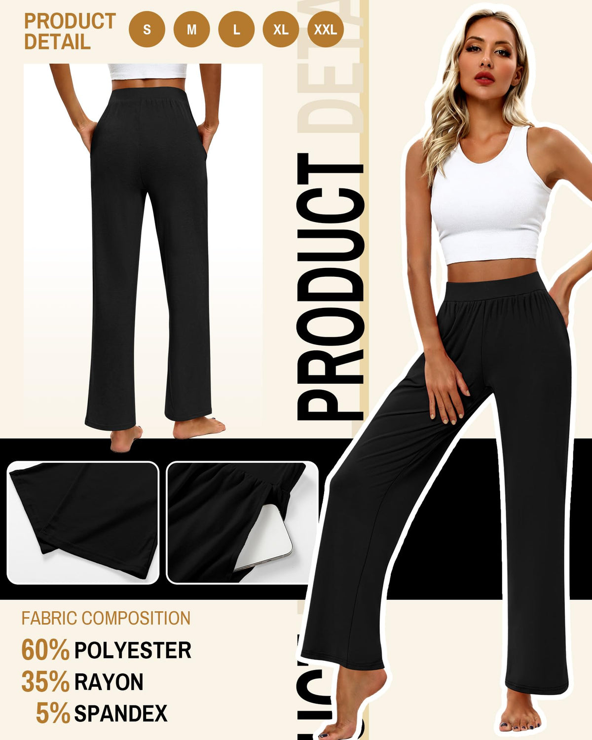 Huukeay 3 Pack Women's Lounge Pants Cozy Sweatpants X-large - Black