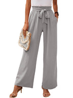 Heymoments Women's Wide-Leg Lounge Pants With Pockets Gray Medium