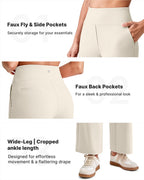 G4free Wide-Leg Yoga Pants Women Ankle Length With Pockets Ivory Xxl
