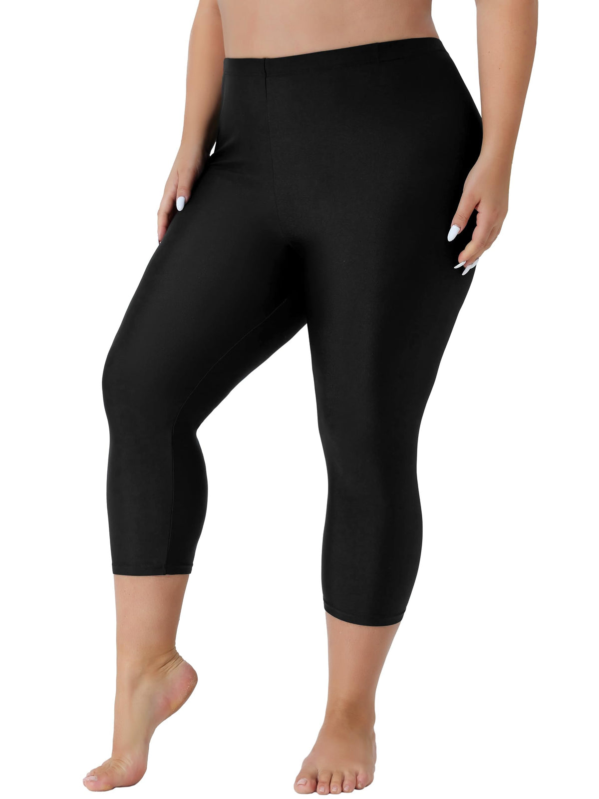 ATTRACO Plus Size Swim Capris for Women Swimsuit Pants Black 1X
