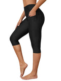 ATTRACO Swim Capris for Women Tummy Control Swimming Shorts Black L