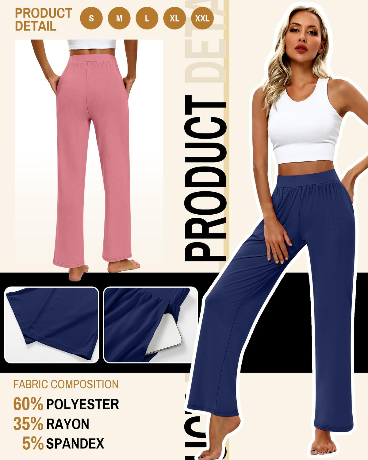 Huukeay 3 Pack Women's Lounge Pants Cozy Sweatpants X-large Pink Gray