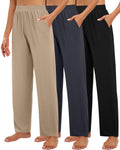 Huukeay 3 Pack Women's Lounge Pants Cozy Sweatpants - Black, Charcoal