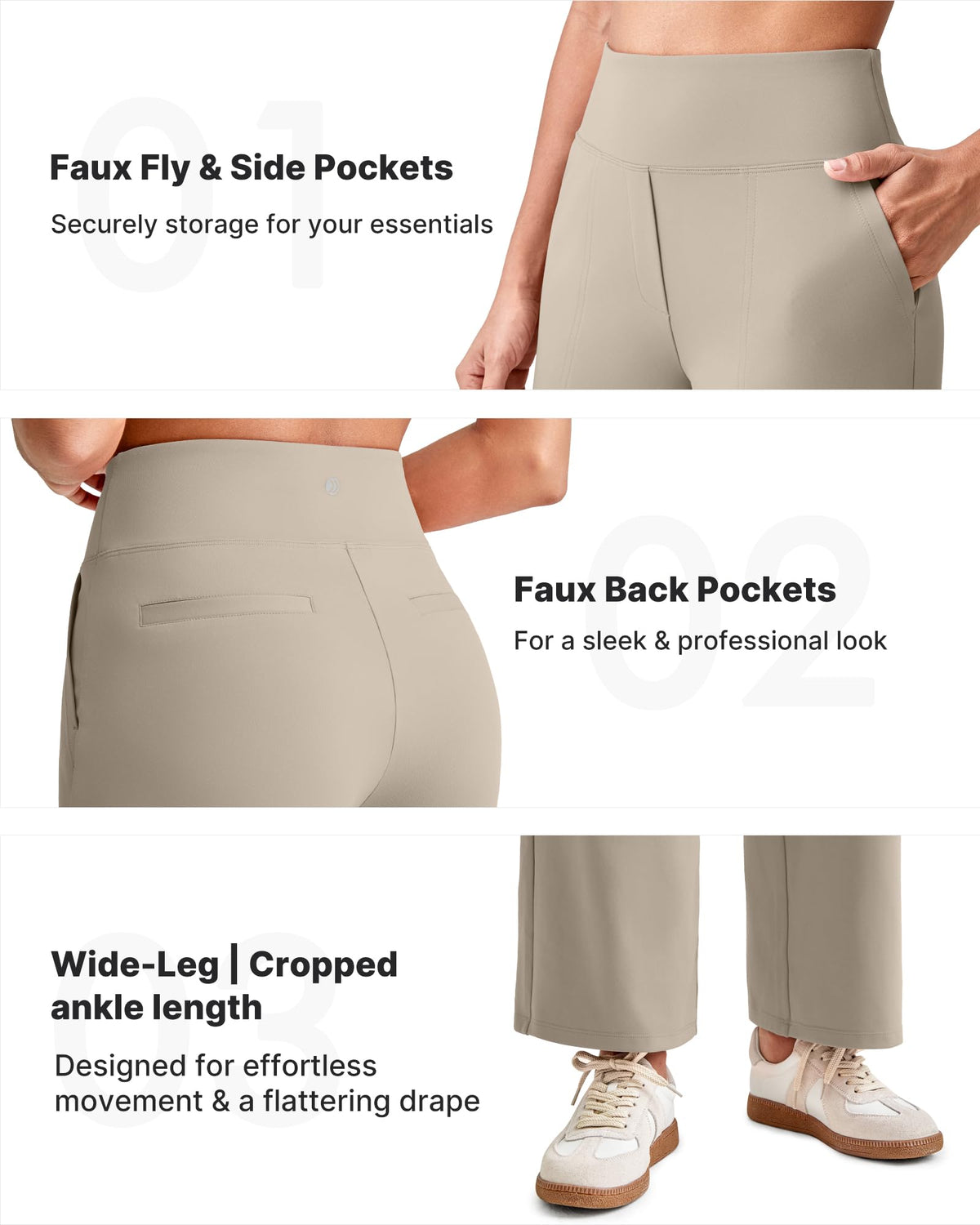 G4free Yoga Pants Women Cropped High-Waist With Pockets Matcha Xxl