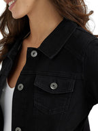 Wrangler Authentics Women's Stretch Denim Jacket, Black, Large