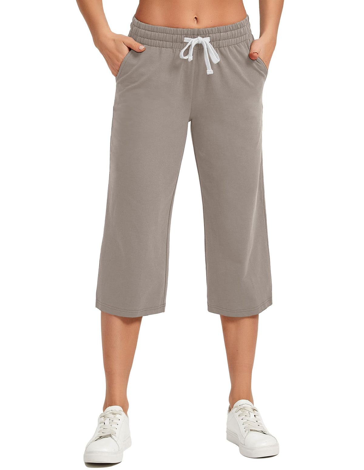 Specialmagic Women's Capri Pants Cotton Sweatpants Simply Taupe S