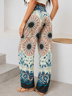 Qianxizhan Women's Harem Pants High-Waist Yoga Boho - Apricot Flower