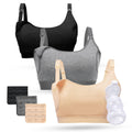 Women's Momcozy Pumping Hands Free, and in One Holding Breast Pump for Spectra, Lansinoh, Medela, Black,grey,skin-3pk, Xx-large Nursing Bra