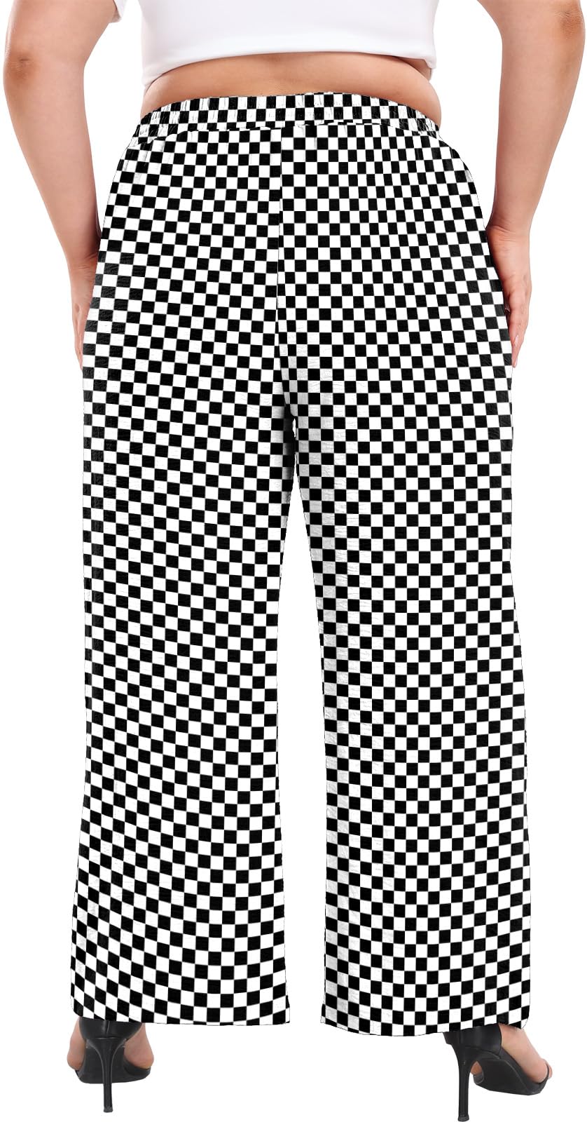 Lastshe Women's Plus Size Wide-Leg Pants Palazzo High-Waisted For