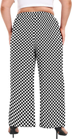 Lastshe Women's Plus Size Wide-Leg Pants Palazzo High-Waisted For