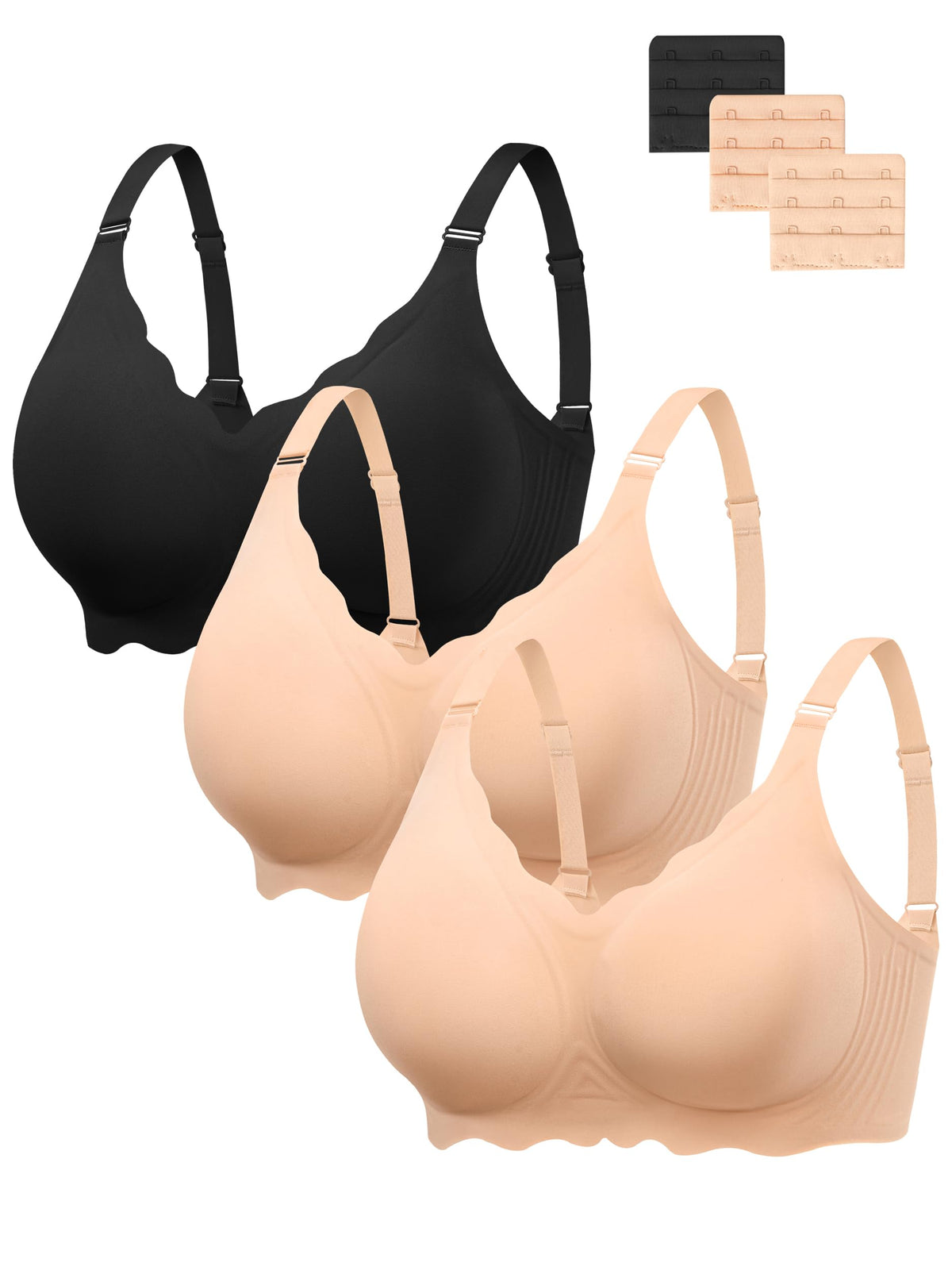 Angelhood Seamless Jelly for Women's Wireless Push Up T-shirt Pack Bra