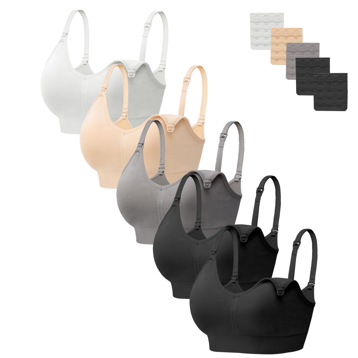 Hbselect Women's 5 Pack for Breastfeeding Nursing Bra