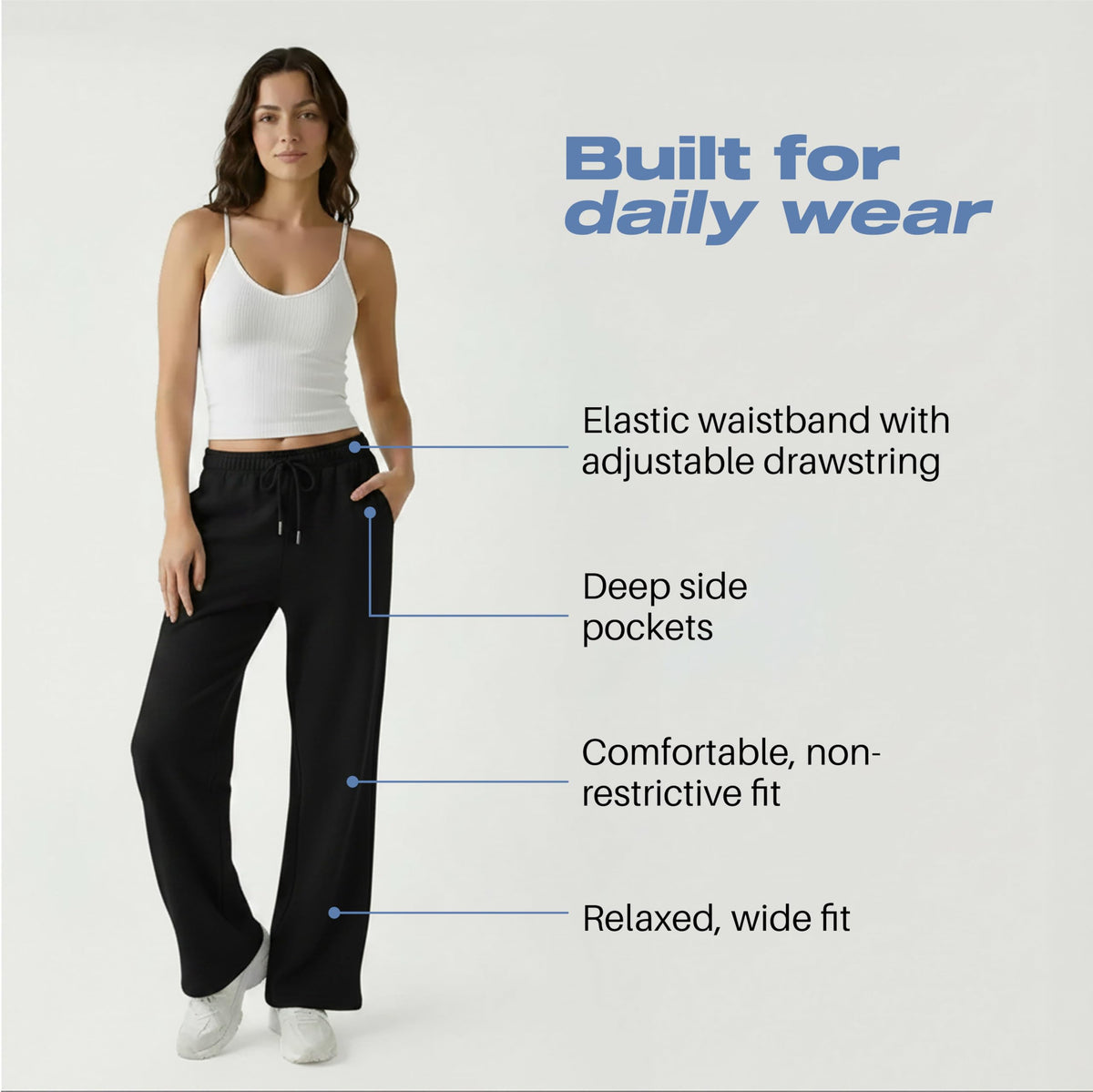 Common Stitch 3 Pack Wide-Leg Fleece Sweatpants For - Black / Black /