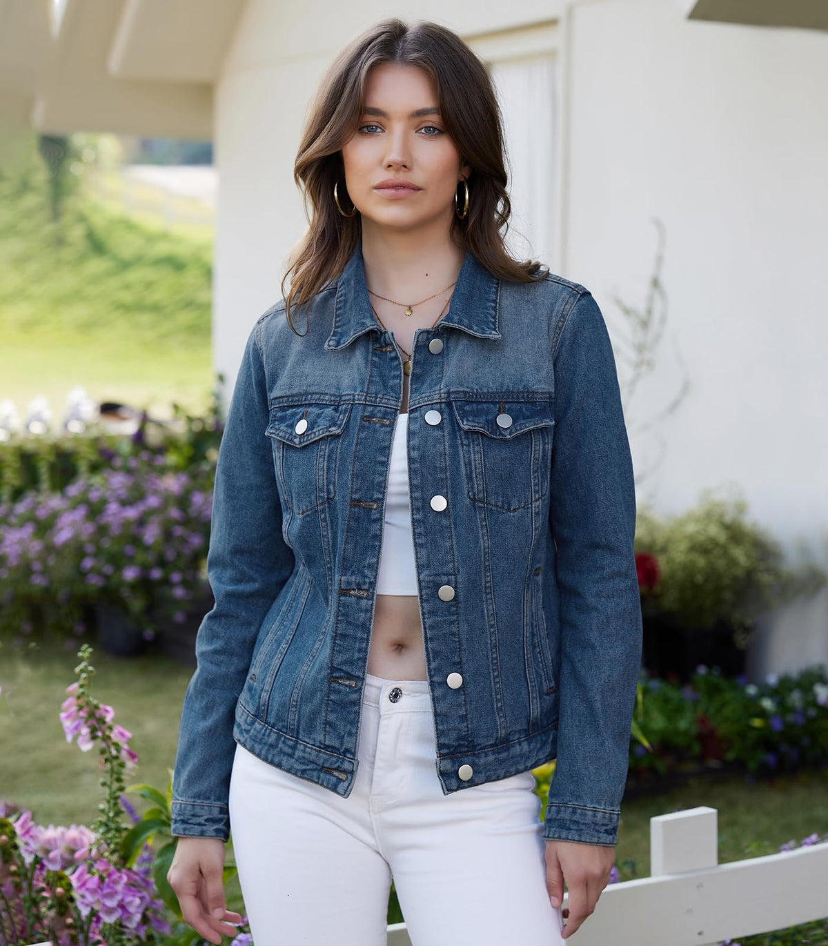 Miss Moly Women's Denim Jacket Classic Button Up Jean Blue 2 S