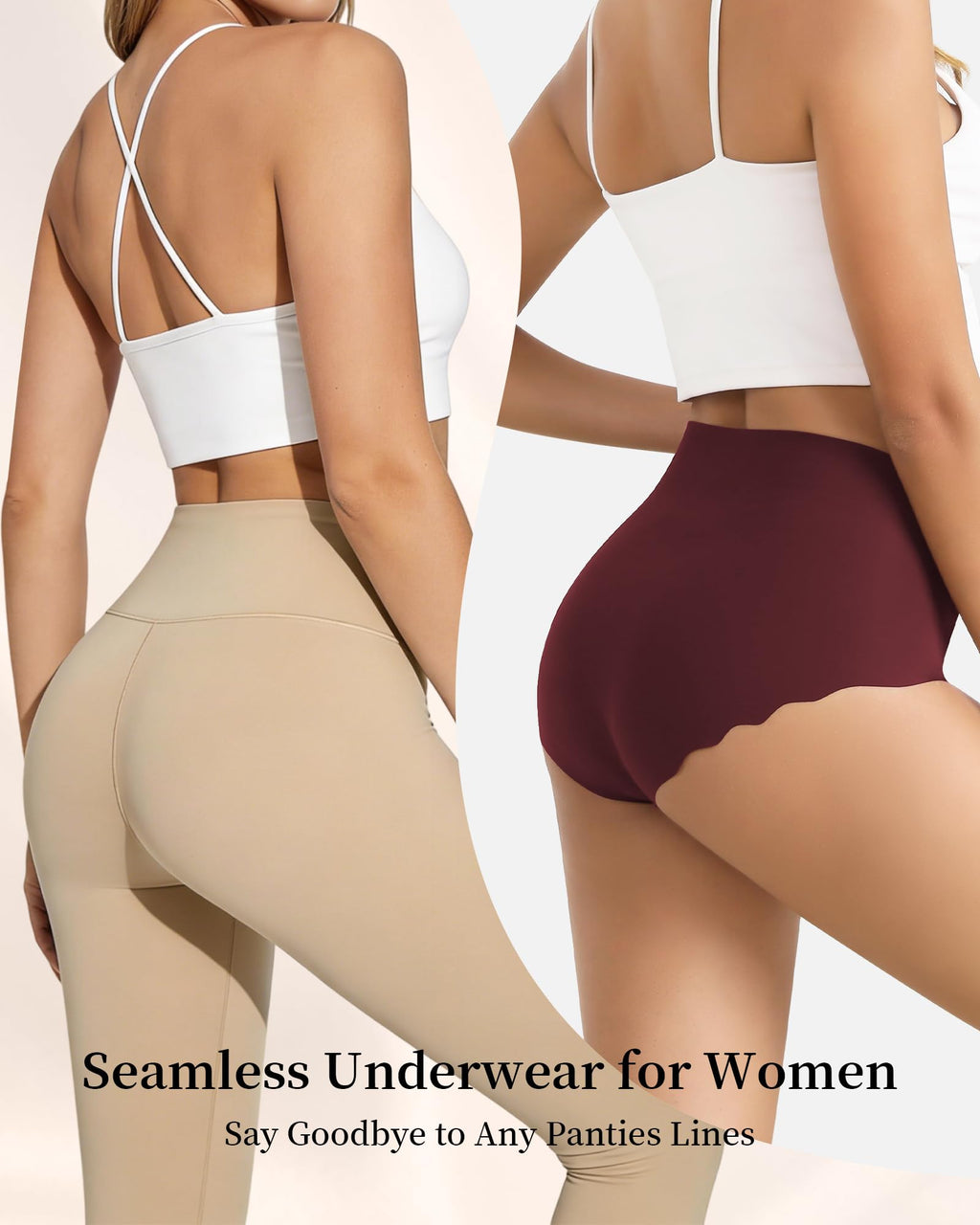 COMENOLE Seamless Underwear for Women High Waisted No Show Panties, Soft Stretch Full Coverage Tummy Control Briefs 6 Pack