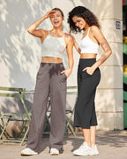 G4free Straight-Leg Yoga Pants For Women With Pockets Taupe Xxl Extra