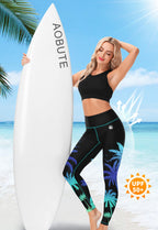 Aobute Women's Tummy Control Swim Pants UPF 50+ High-Waisted Beach