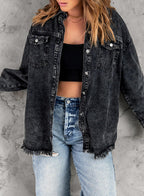 Dokotoo Western Outfits For Women Oversized Jean Jacket With Pocket Black M