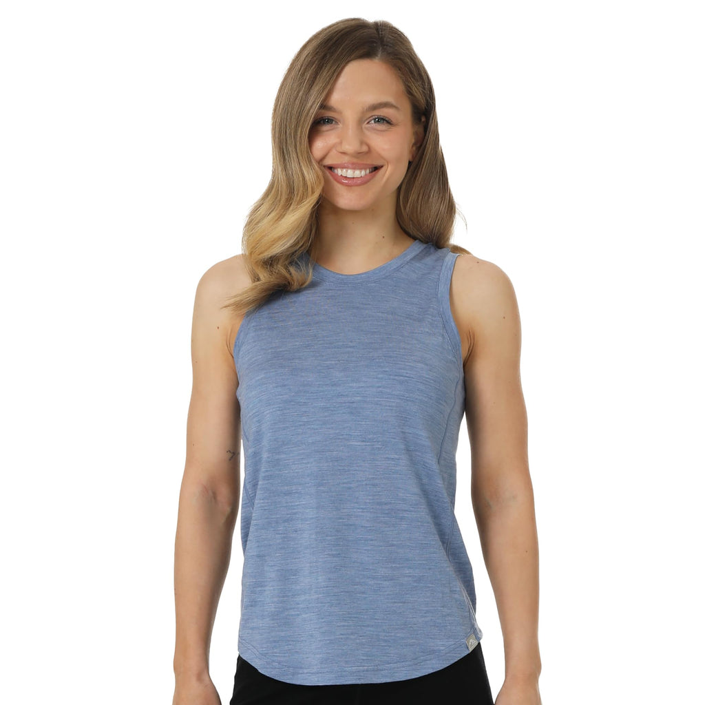 100% Merino Wool Tank Top Women - Active Sleeveless Undershirt Base Layer (Large, H: Deep Blue)