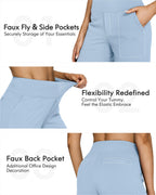G4free Wide-Leg Yoga Pants For Women With Pockets Soft Baby Blue Xl