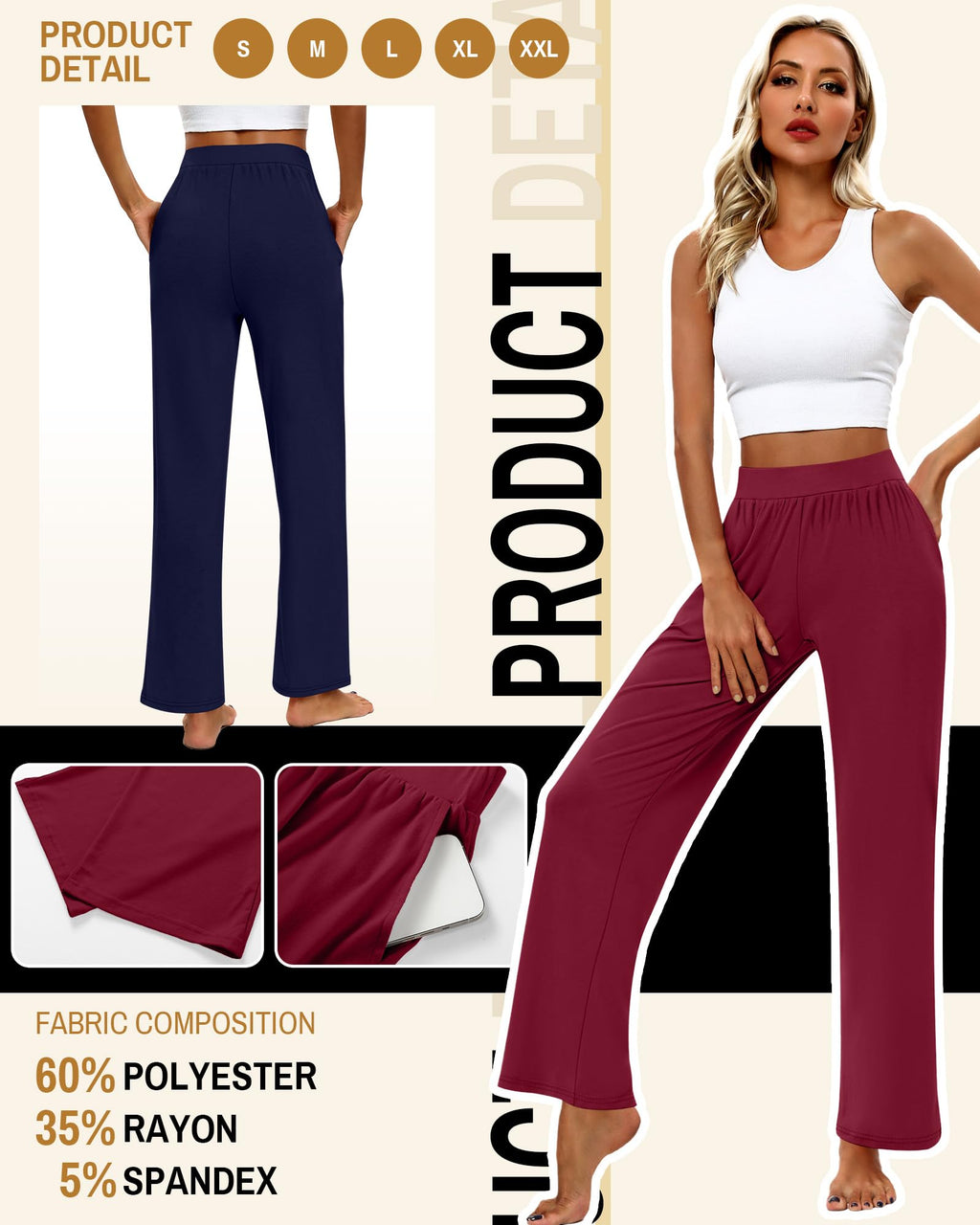 Huukeay 3 Pack Women's Lounge Pants Cozy Sweatpants X-large - Style 6