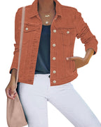 Luvamia Womens Jean Jacket Denim Women Country Outfits For - Orange Rust