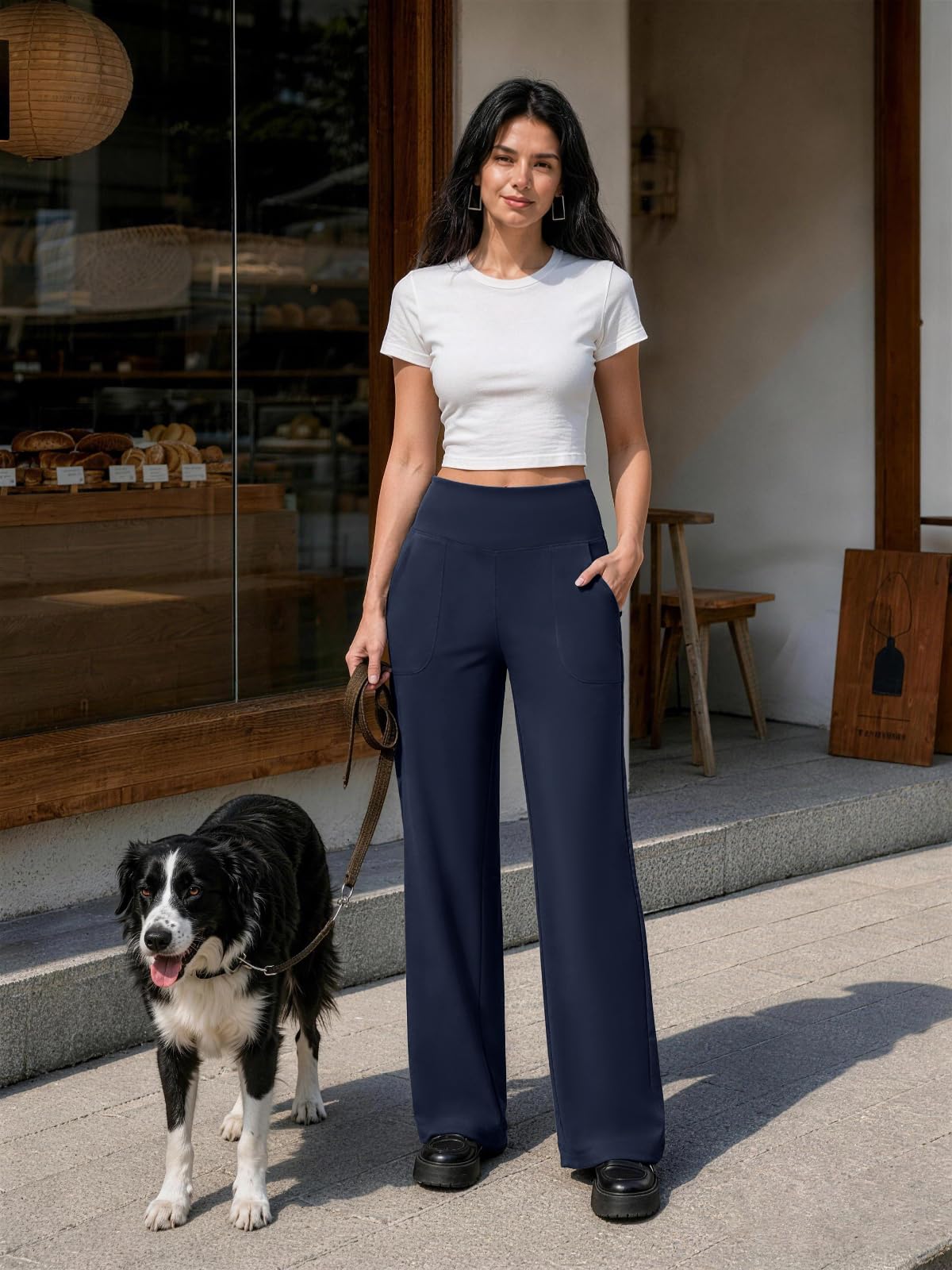 Women's Copyleaf Wide-Leg Pants Woman High-Waist Yoga With - Style 5