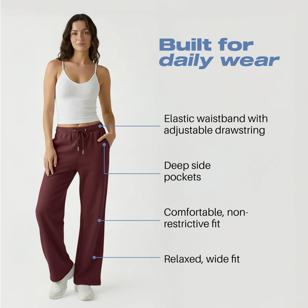 Common Stitch 3 Pack Wide-Leg Fleece Sweatpants For Women Deep - Size 2X