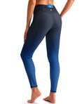 Swim Pants for Women Zipper Pocket UPF 50+ Leggings, Black Blue, XXL