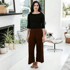 New Young 3 Pack Women's Wide-Leg Capri Pants With Pockets High-Waist