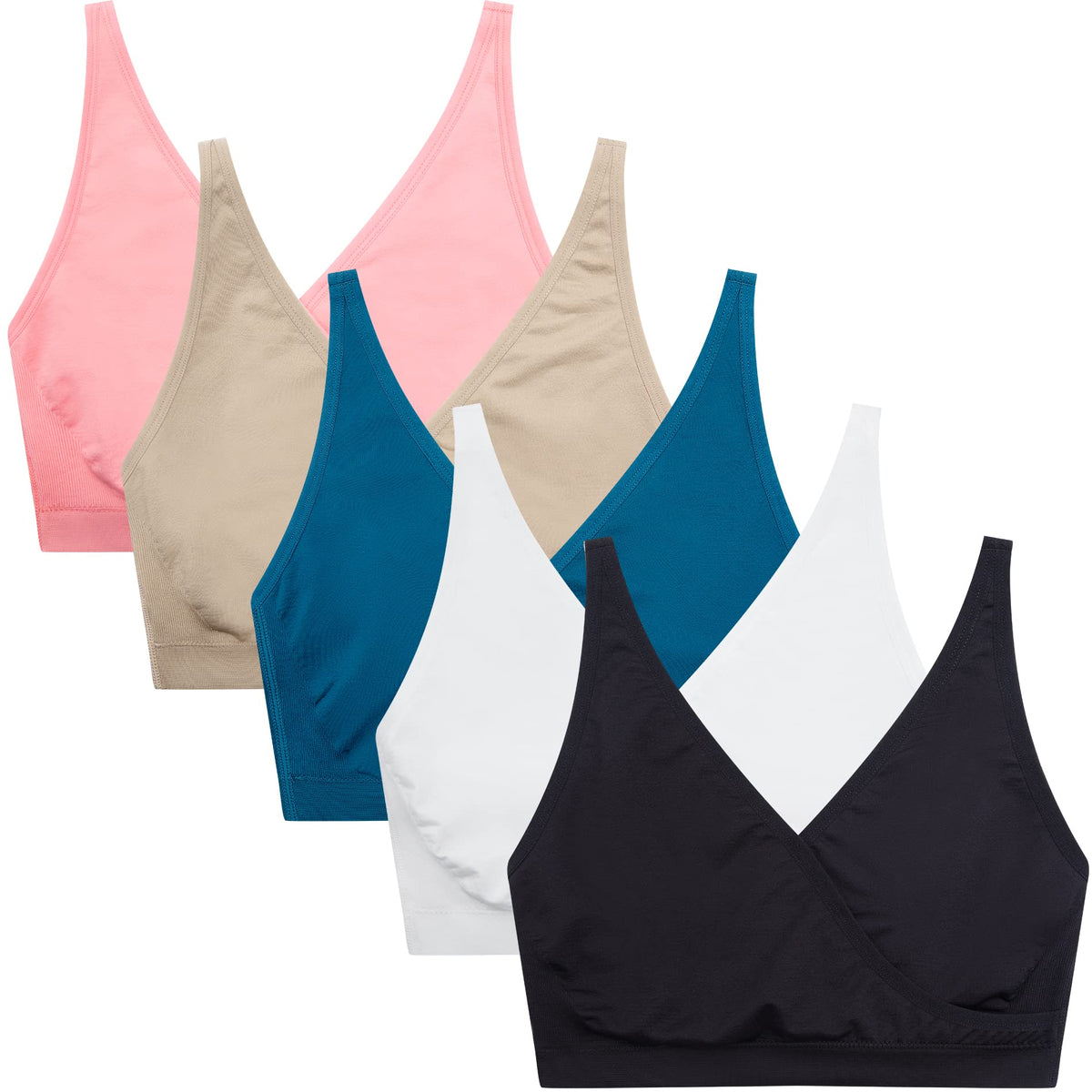Suekaphin 5pack Breastfeeding Sleeping/sleep Pregnancy Women's's Seamless Bralette Wirefree,3xl,black/nude/white/pink/huntgreen Nursing Bra