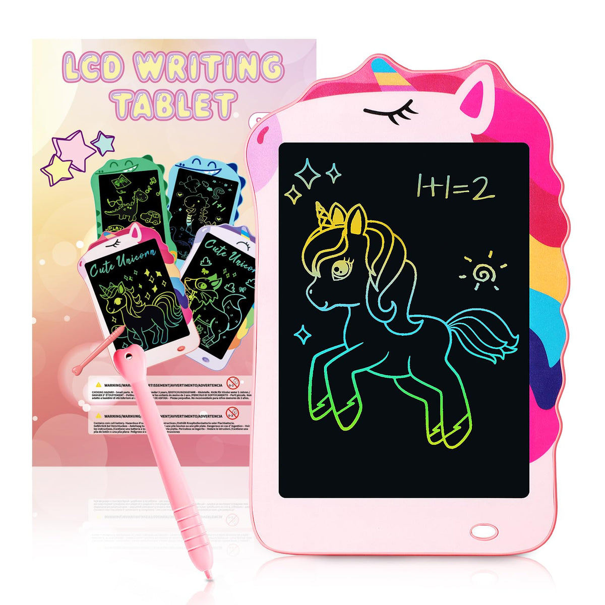Unicorn Toys LCD Writing Tablet for Girls Kids, Colorful Toddler Toys Drawing Board, Educational Kid Toy Doodle Pad Toys for 3 4 5 6-12 Years Old Girls Boys Birthday Party Christmas Gift, 8.5 Inch