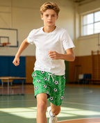 Cozople Bathing Suits for Teens Funny Hawaii Stylish Swim Trunks with Compression Liner Swimwear Green Soccer Swim Shorts Drawstring Surf Swimming Trunks Swimsuit Size 18-20