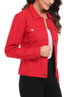Miss Moly Women's Denim Jacket Classic Button Up Jean Red 2xl