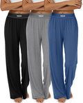 Neer 3 Pack Women's Cotton Lounge High-Waisted Pants - Style 15