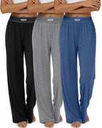 Neer 3 Pack Women's Cotton Lounge High-Waisted Pants - Style 15